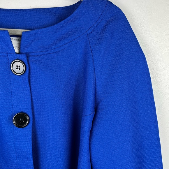 Dress Barn Woman Blue Cropped Blazer Jacket Button Front 16W Short Sleeve - Picture 4 of 11
